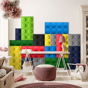 Vilten Blokpanelen 3D Muur | Akoestisch paneel | Ecologische en geluidsisolatie | 15x60cm | veel kleuren | Wanddecoratie voor kinderkamer |