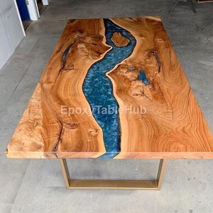 Fluss-Harz-Tisch, Epoxidholz-Fluss-Tisch, Live Edge-Harz-Esstisch | Kundenspezifische Epoxy-Möbel, handgemachter Fluss-Tisch, modernes rustikales Dekor