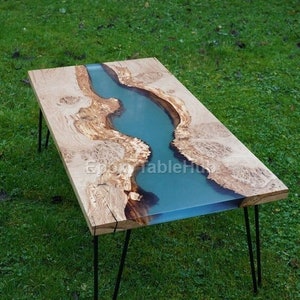 Handmade Live Edge River Table: Epoxy Resin Wood Dining Table