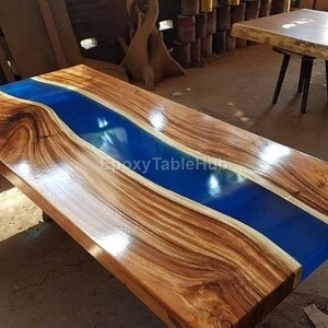 Fluss-Harz-Tisch, Epoxidholz-Fluss-Tisch, Live Edge-Harz-Esstisch | Kundenspezifische Epoxy-Möbel, handgemachter Fluss-Tisch, modernes rustikales Dekor
