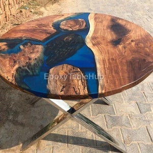 Walnut Tree Epoxy River Table – Live Edge Dining Table, Resin Wood Table, Custom Handmade Natural Wood Furniture