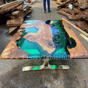 Handmade Live Edge Epoxy River Dining Table: Custom Wood & Resin