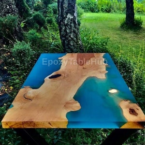 Handmade Live Edge Epoxy River Table: Custom Wood & Resin Dining Table
