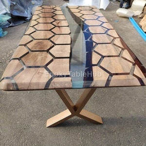 Handmade Live Edge Epoxy River Dining Table: Custom Wood & Resin