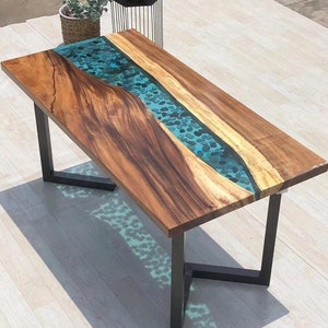 Fluss-Harz-Tisch, Epoxidholz-Fluss-Tisch, Live Edge-Harz-Esstisch | Kundenspezifische Epoxy-Möbel, handgemachter Fluss-Tisch, modernes rustikales Dekor