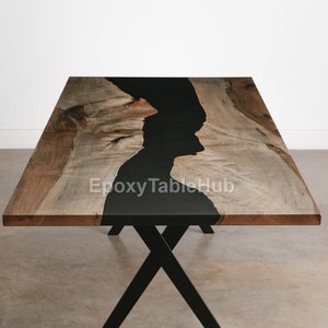 Custom Live Edge Walnut Epoxy River Table: Natural Wood Dining or Coffee Table