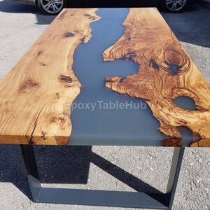 Live Edge River Dining Table: Custom Epoxy Resin, Modern Rustic Decor