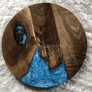Handmade Walnut Epoxy Resin Table – Live Edge Slab Furniture – Custom Dining or Desk Table