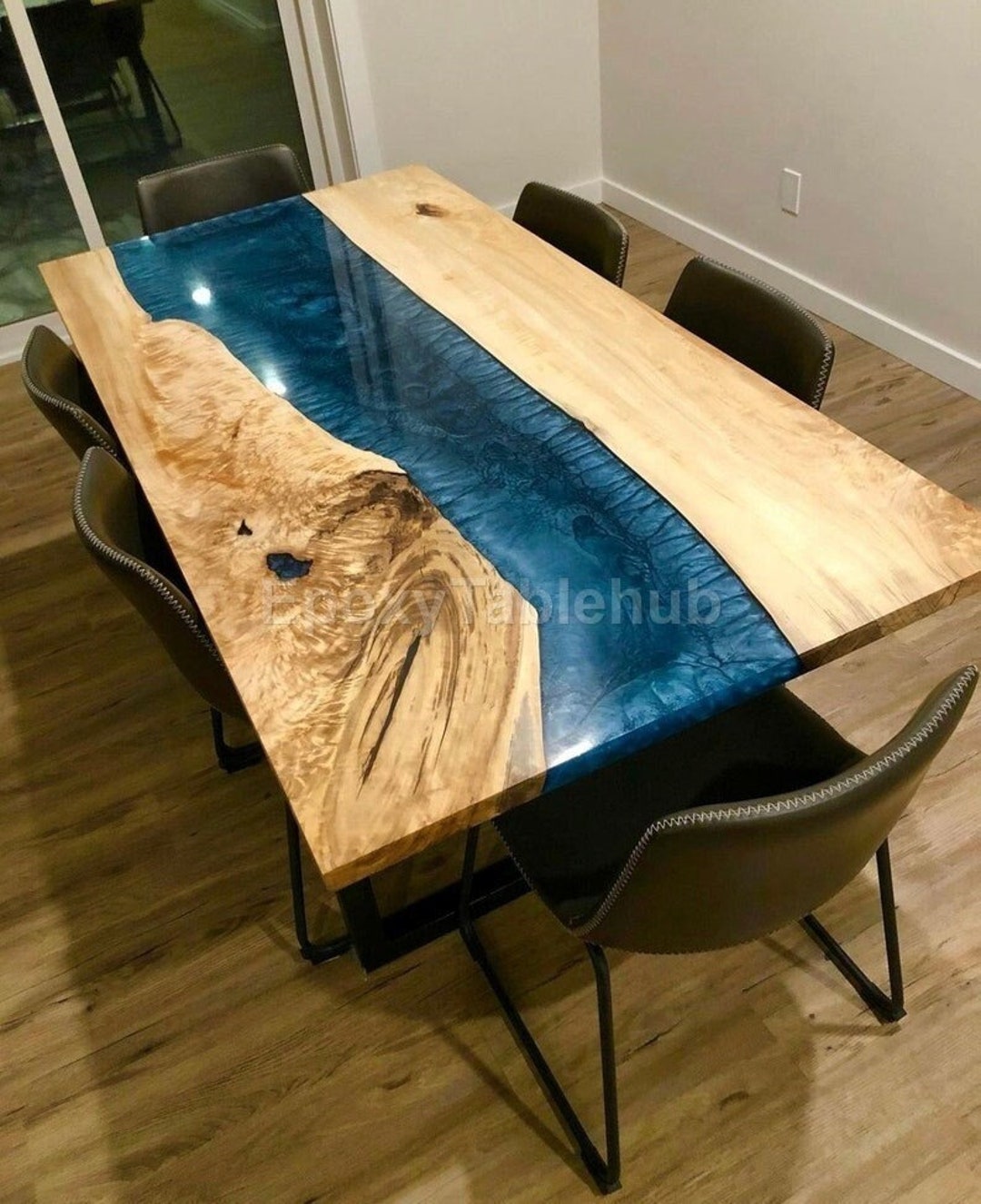 River Resin Table , Epoxy Wood River Table, Live Edge Resin Dining ...