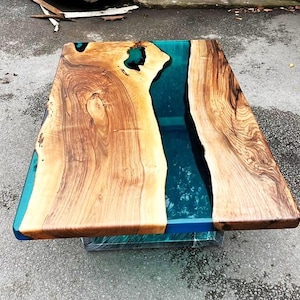 Handmade Live Edge Epoxy River Table: Custom Wood & Resin Dining Table