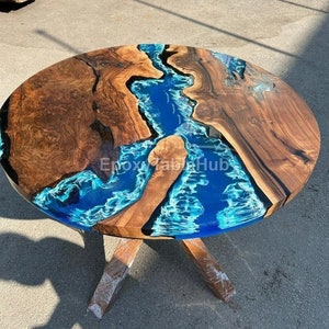 Walnut Tree Epoxy River Table – Live Edge Dining Table, Resin Wood Table, Custom Handmade Natural Wood Furniture