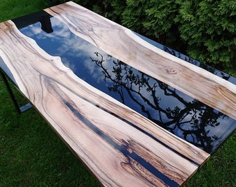 River L Shape Table, Epoxy Resin Desk, Epoxy Gaming Table, Custom