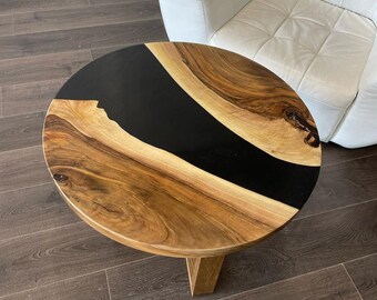 Handmade Walnut Live Edge Epoxy River Table