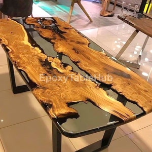Walnut Tree Epoxy River Table – Live Edge Dining Table, Resin Wood Table, Custom Handmade Natural Wood Furniture