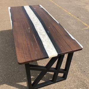 Walnut Tree Epoxy River Table – Live Edge Dining Table, Resin Wood Table, Custom Handmade Natural Wood Furniture