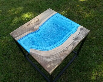 Handgemaakte Live Edge River-salontafel: decor hout epoxyhars