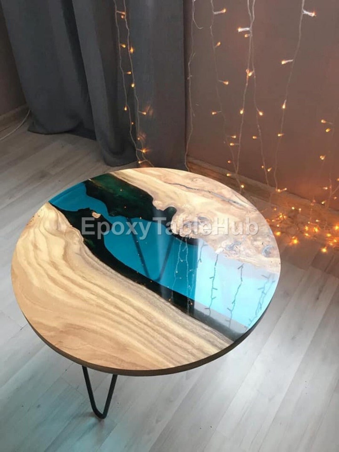 Round Resin Coffee Table | Executive Style Live Edge Wood Table | Epoxy ...