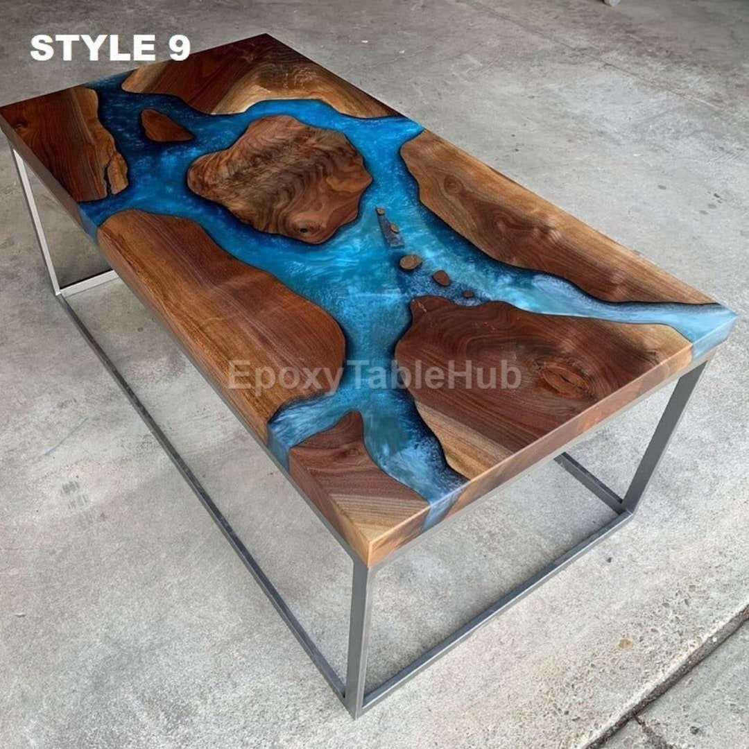 Live Edge Walnut Epoxy River Table: Custom Resin Centerpiece - Etsy