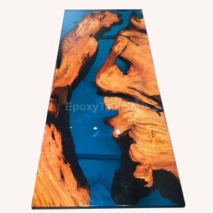Handmade Live Edge Epoxy River Table: Custom Wood & Resin Dining Table
