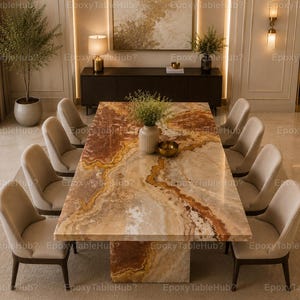 Honey Onyx Dining Table, Luxury Rectangular Stone Dining Table, Modern, Designer Dining Room Furniture Golden Honey Onyx Dining Table,