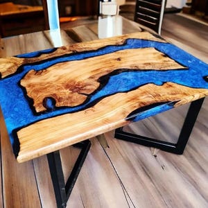 Ocean Resin Table: Handmade Live Edge Coastal Art Furniture