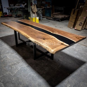Handmade Live Edge River Dining Table: Epoxy Resin Wood, Modern Rustic Decor
