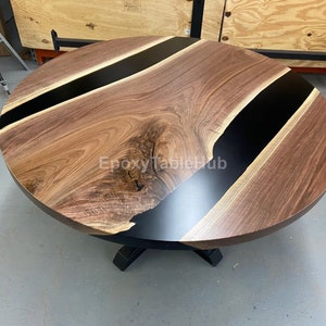 Handmade Walnut Epoxy Resin Table – Live Edge Slab Furniture – Custom Dining or Desk Table