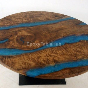 Handmade Walnut Epoxy Resin Table – Live Edge Slab Furniture – Custom Dining or Desk Table
