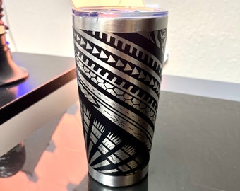 Full Wrap Custom Polynesian Laser Engraved 20 OZ Tumbler
