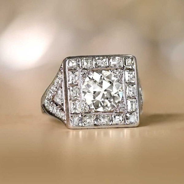 Classic Men's Ring, 2.11 Ct Simulated Diamond, Wedding Groom Ring, Men's Wedding Band, Men's Engagement Ring, Unique Diamond Rings For Men