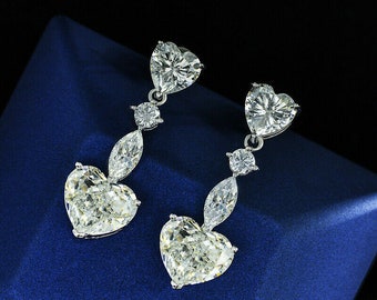 Diamant Ohrringe, Ohrringe für Frauen, 14K Weißgold, Hochzeitsschmuck, Verlobungsohrringe, Jahrestagsgeschenk, Ohrringe Set