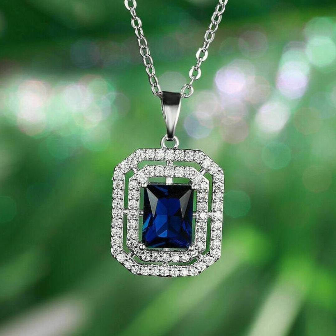 Gemstone Necklace, Wedding Necklace, Diamond Pendant, Gold Jewelry, 14K