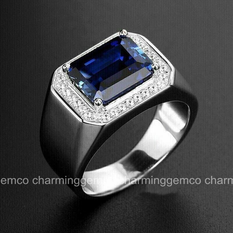 Sapphire Men's Ring, Luxurious Men's Ring, Men's Engagement Ring, Blue