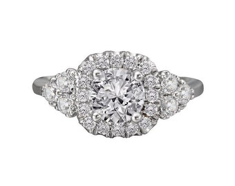 Maestoso anello di fidanzamento nuziale per donne, placcato oro bianco 14K, diamante a taglio rotondo da 2,15 ct, anello di fidanzamento da donna, anello anniversario
