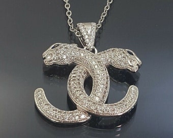 4.2 Ct Diamond Pendant, Panther Necklace, Without Chain Men's Pendant, Men's Jewelry, 14K White Gold, Gift For Men's, Unique Men's Pendant