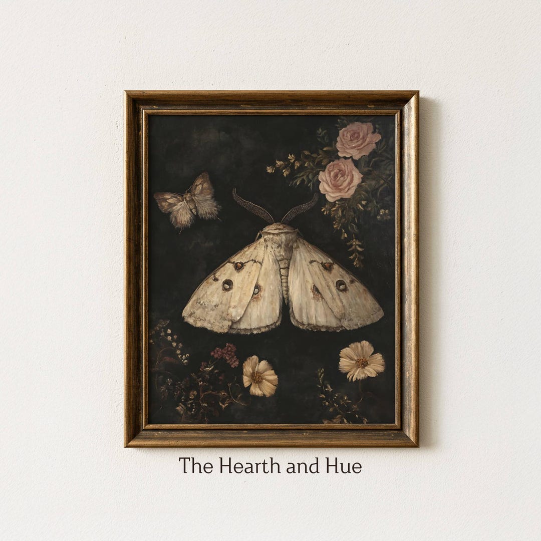 Moth Print - Dark Academia Cottagecore Wall Art (digital Download) - Etsy