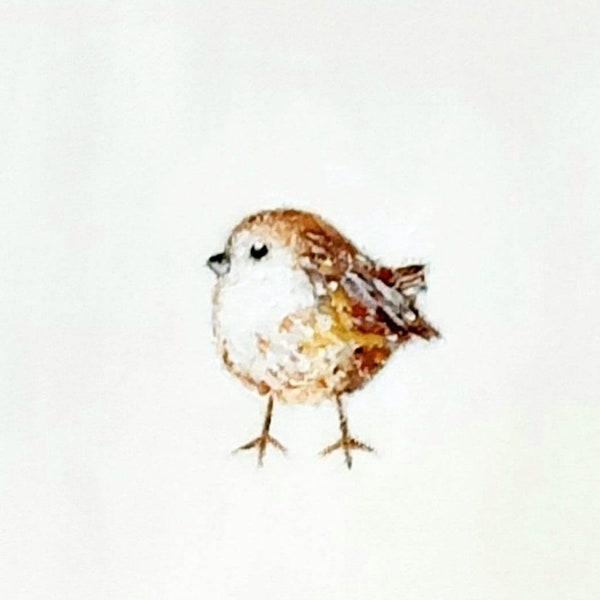 Cute Wren Print, Little bird hand made in acrylics, Cute Bird art Nursery, Wren bird wall At