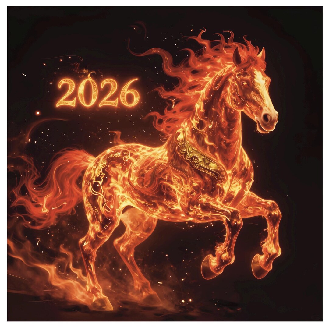 Fire Horse 2026 Print – Chinese Lunar New Year Zodiac Art (digital ...