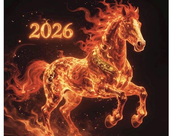 Fire Horse 2026 Print – Chinese Lunar New Year Zodiac Art (Digital Download)