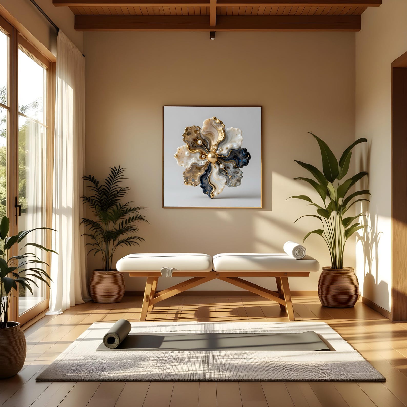 Golden Alchemy Bloom – Modern Luxury Abstract Floral Wall Art Printable ...
