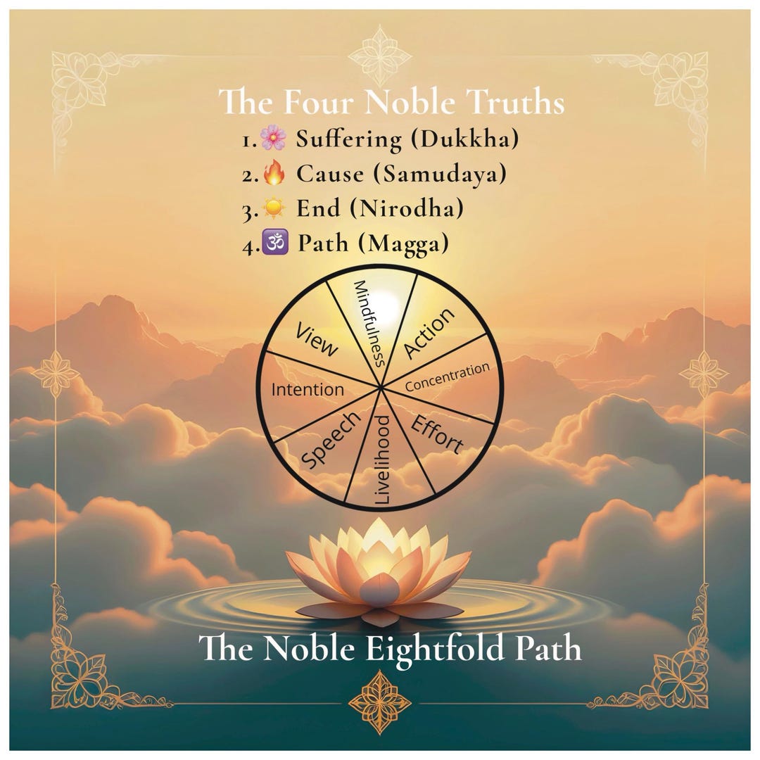 Buddha's Four Noble Truths Art: Buddhist Philosophy Poster (digital ...