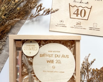 Personalisiertes Geldgeschenk zum 40. Geburtstag aus Holz | Geschenk für die beste Freundin | Geburtstagsgeschenk zum 40. Geburtstag
