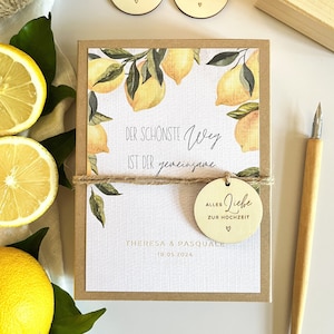 Personalisiertes Geldgeschenk zur Hochzeit | Hochzeitsgeschenk im mediterranen Stil für Geld & Gutscheine | Sommerliches Zitronen-Motiv