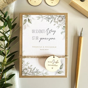 Personalisiertes Geldgeschenk zur Hochzeit | Hochzeitsgeschenk für Geld oder Gutscheine | Greenery Design mit Olivenblättern