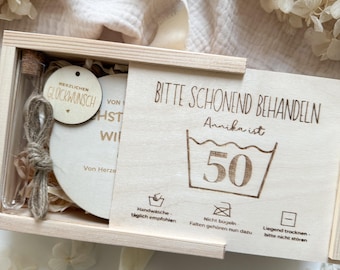 Personalized wooden money gift for a 50th birthday | 50th birthday present