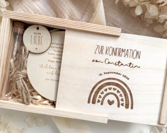 Personalisiertes Geldgeschenk aus Holz zur Konfirmation | Konfirmationsgeschenk für Geld und Gutscheine |  Geldgeschenk aus Holz mit Gravur