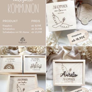 Personalized wooden money gift for First Communion | First Communion gift for money and gift certificates | Wooden money gift with engraving image 12