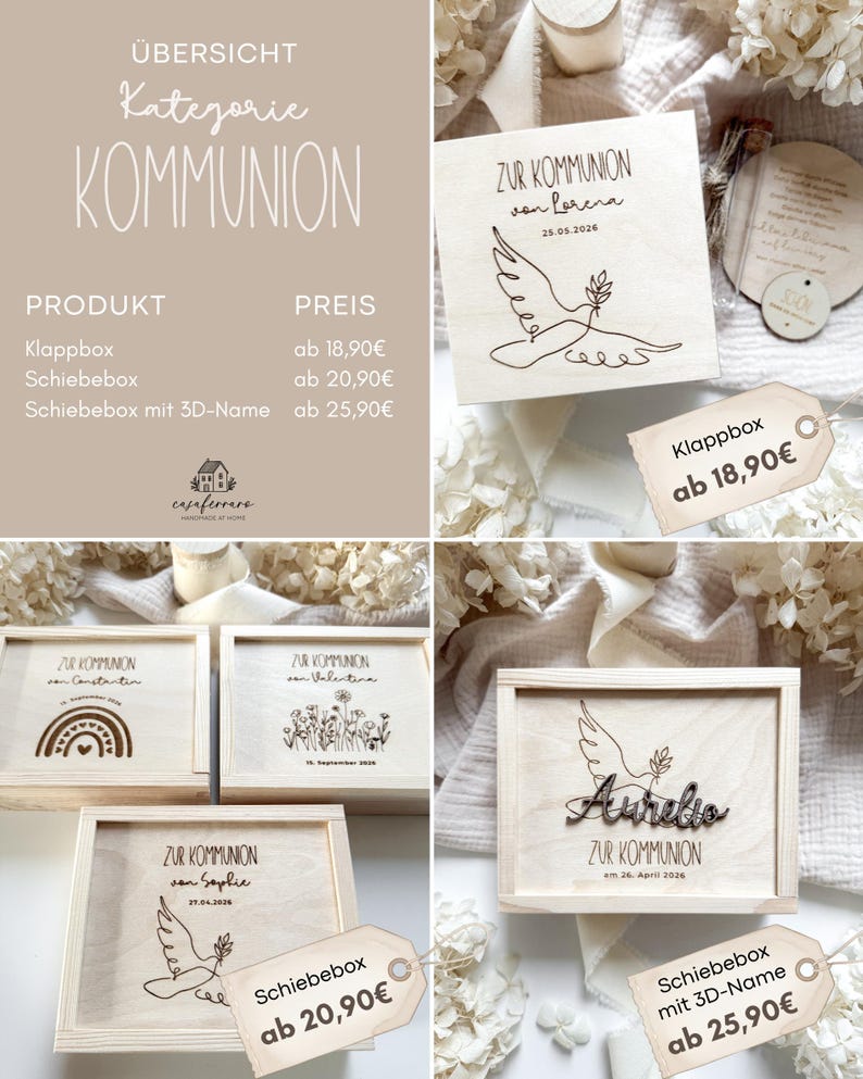 Personalized wooden money gift for First Communion | First Communion gift for money and gift certificates | Wooden money gift with engraving image 12