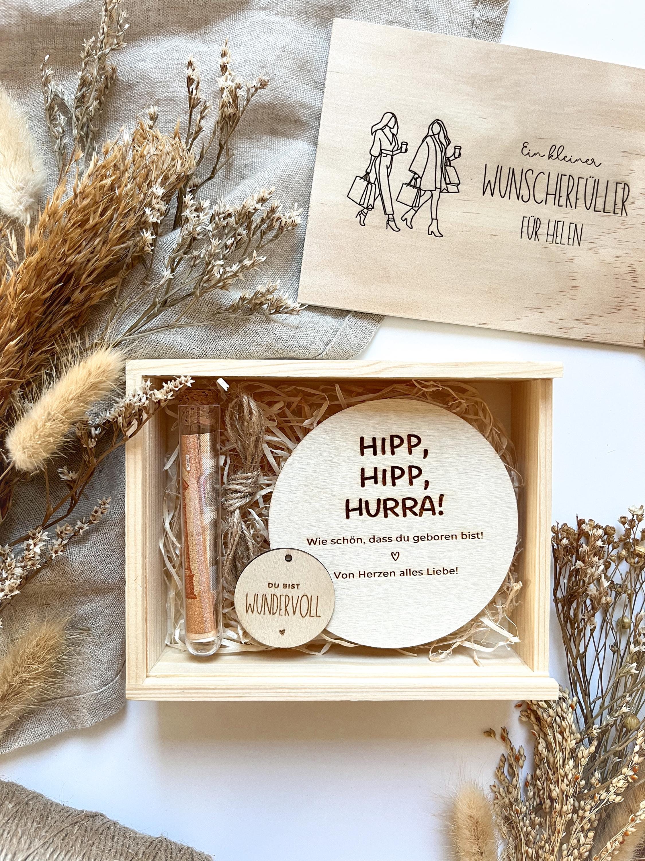 Personalisiertes Geldgeschenk zum Geburtstag aus Holz | Geschenk für die beste Freundin | Shopping Gutschein