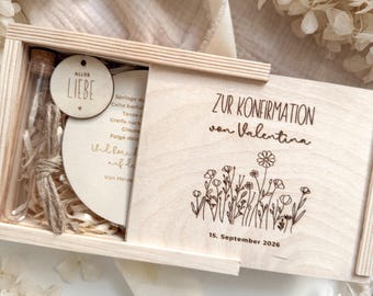 Personalisiertes Geldgeschenk aus Holz zur Konfirmation | Konfirmationsgeschenk für Geld und Gutscheine |  Geldgeschenk aus Holz mit Gravur